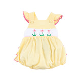 Tulip Smocked Mini Yellow Gingham Leah Bubble