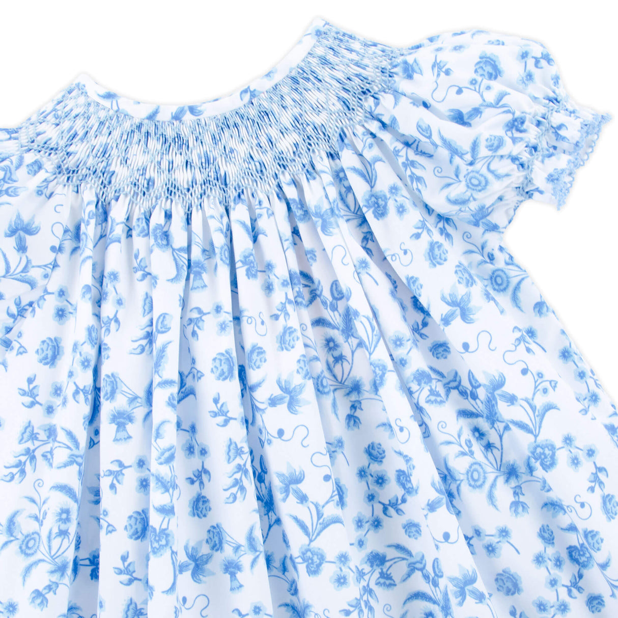 Blue Floral Haven Smocked Bishop Bubble