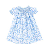 Blue Floral Haven Smocked Bishop Dress