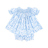 Blue Floral Smocked Bishop Bloomer Set