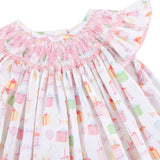 Birthday Party Smocked Angel Sleeve Dress