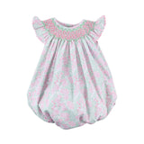 Gardenia Floral Smocked Angel Sleeve Bubble