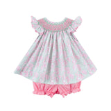 Gardenia Floral Smocked Angel Sleeve Bloomer Set