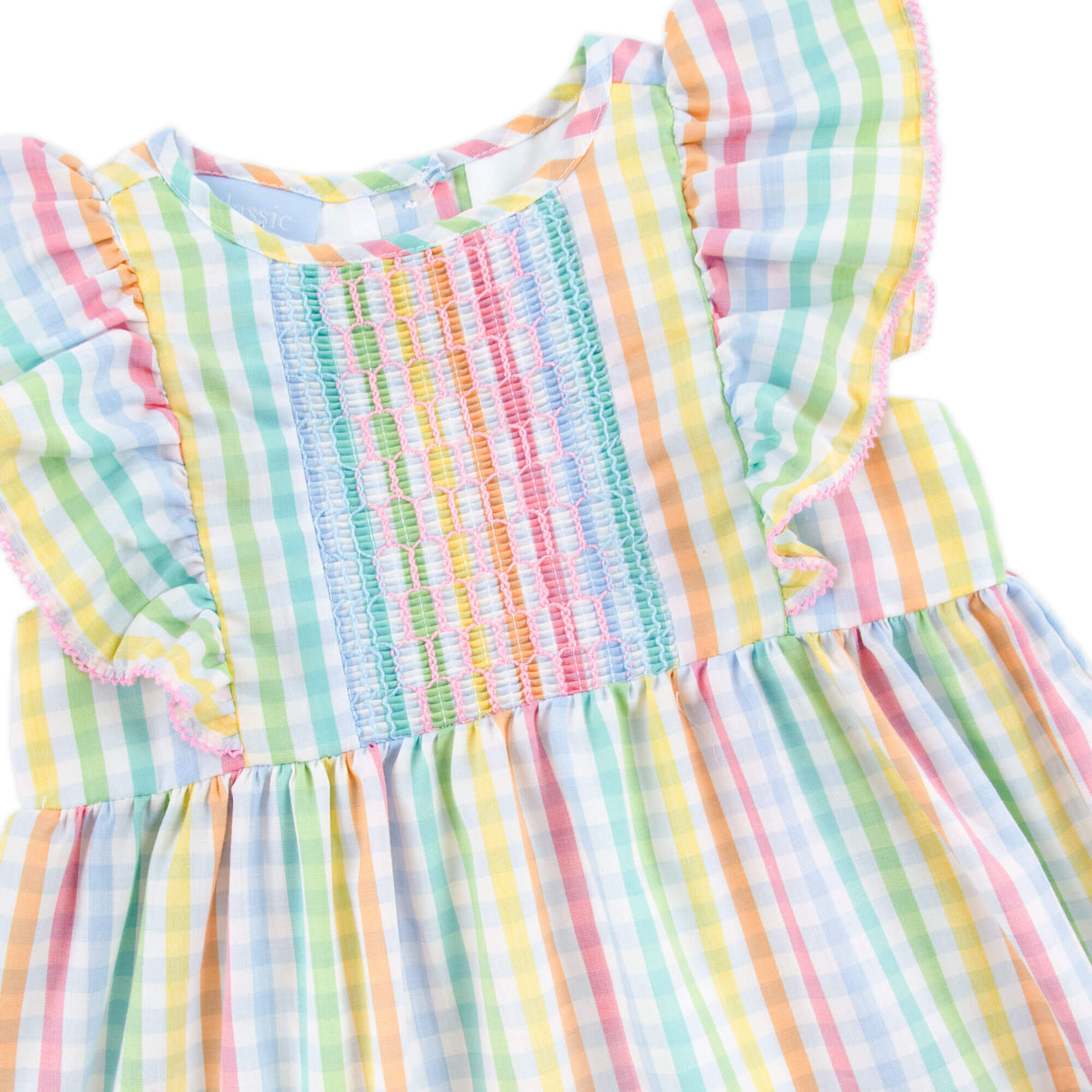 Colorful Multi Plaid Smocked Rachel Dress