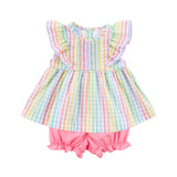 Colorful Multi Plaid Smocked Rachel Bloomer Set
