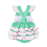 Whale Smocked Green Gingham Leah Bubble
