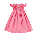 Strawberry Smocked Red Gingham Angel Sleeve Dress