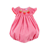 Strawberry Smocked Red Gingham Angel Sleeve Bubble