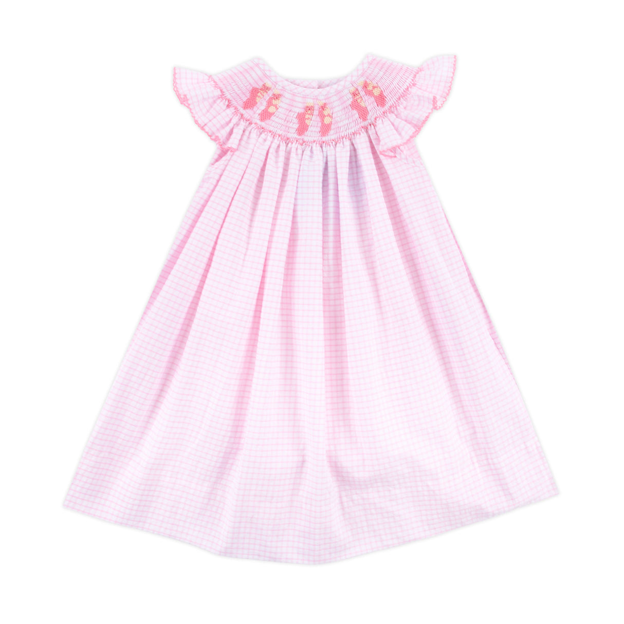 Ballet Smocked Pink Windowpane Angel Sleeve Dress