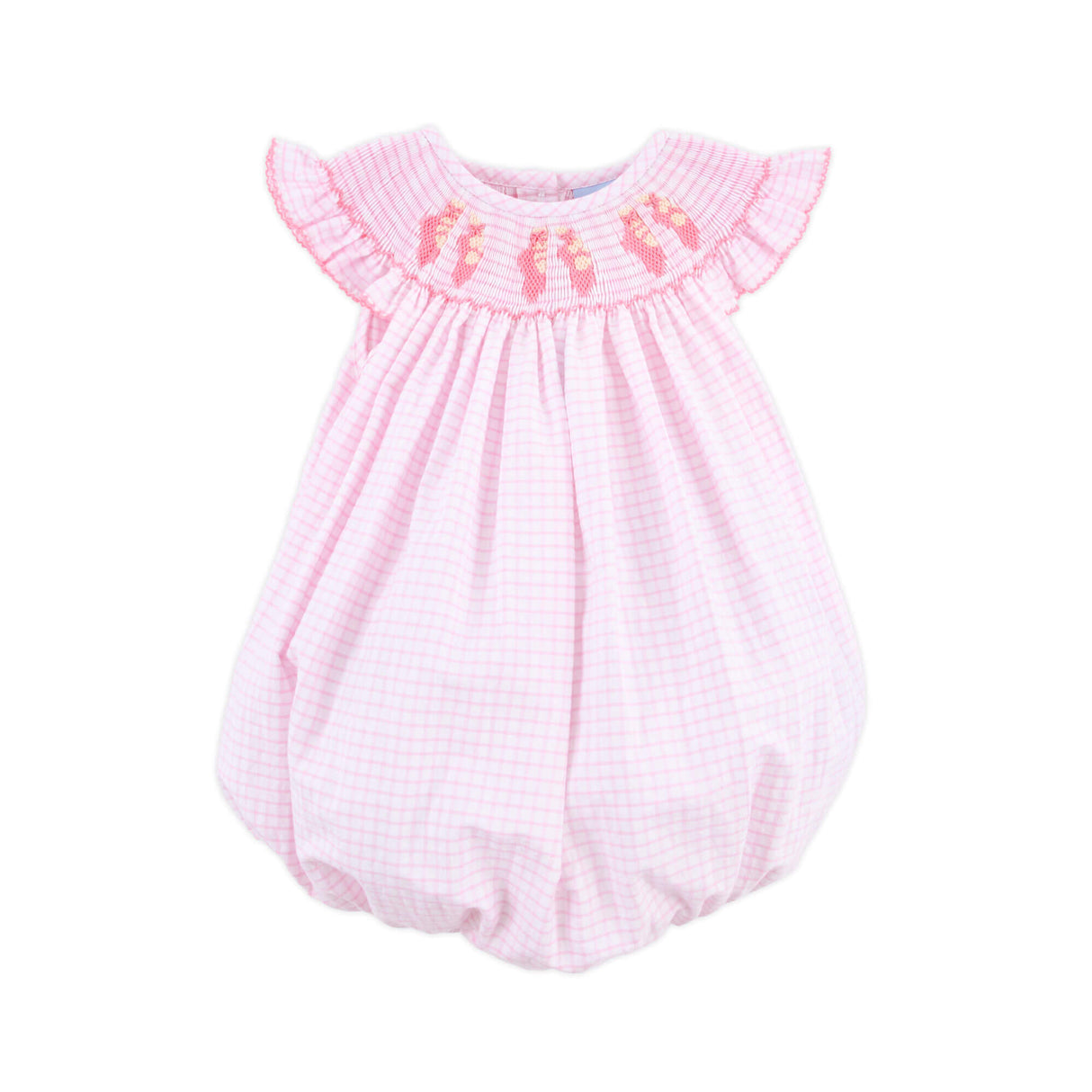 Ballet Smocked Pink Windowpane Angel Sleeve Bubble