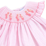Ballet Smocked Pink Windowpane Angel Sleeve Bubble