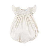 Geo Smocked Tan Gingham Angel Sleeve Bubble