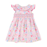 Evergrace Floral Pink Smocked Collared Dress