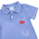 Fire Truck Royal Stripe Polo Romper