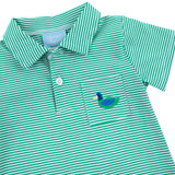 Mallard Green Stripe Polo Romper