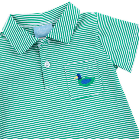 Mallard Green Stripe Polo Romper