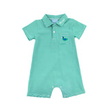 Mallard Green Stripe Polo Romper