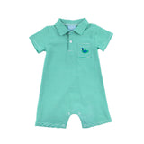 Mallard Green Stripe Polo Romper
