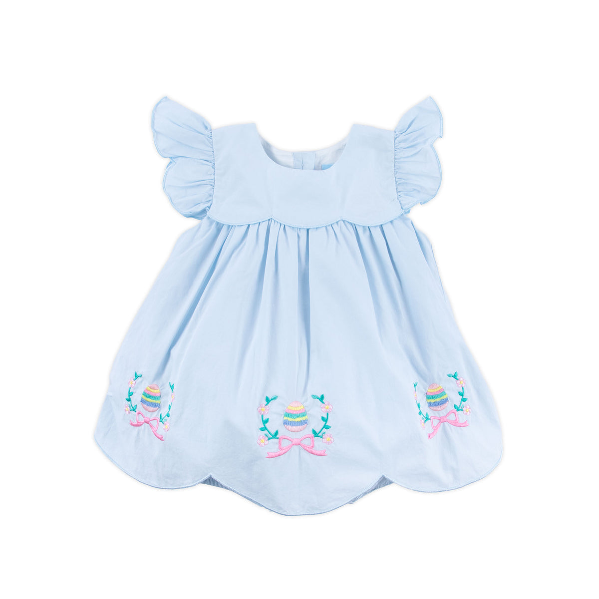 Whimsy Ribbon Blue Easter Egg And Ribbon Embroidered Light Blue Scallop Skirt Bubble ...