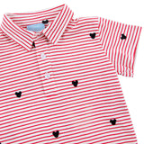 Mouse Ears Schiffli Red Stripe Polo