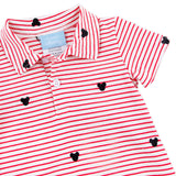 Mouse Ears Schiffli Red Stripe Polo Romper