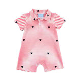 Mouse Ears Schiffli Red Stripe Polo Romper