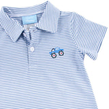 Truck Blue Stripe Polo Romper