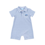 Truck Blue Stripe Polo Romper