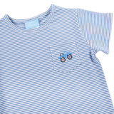 Truck Blue Stripe Short Sleeve Pocket Shirt