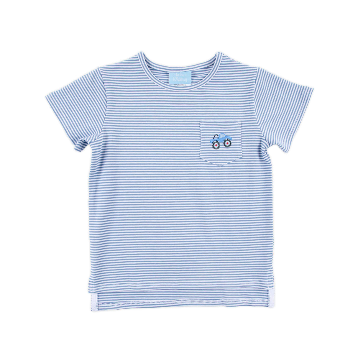 Truck Blue Stripe Short Sleeve Pocket Shirt
