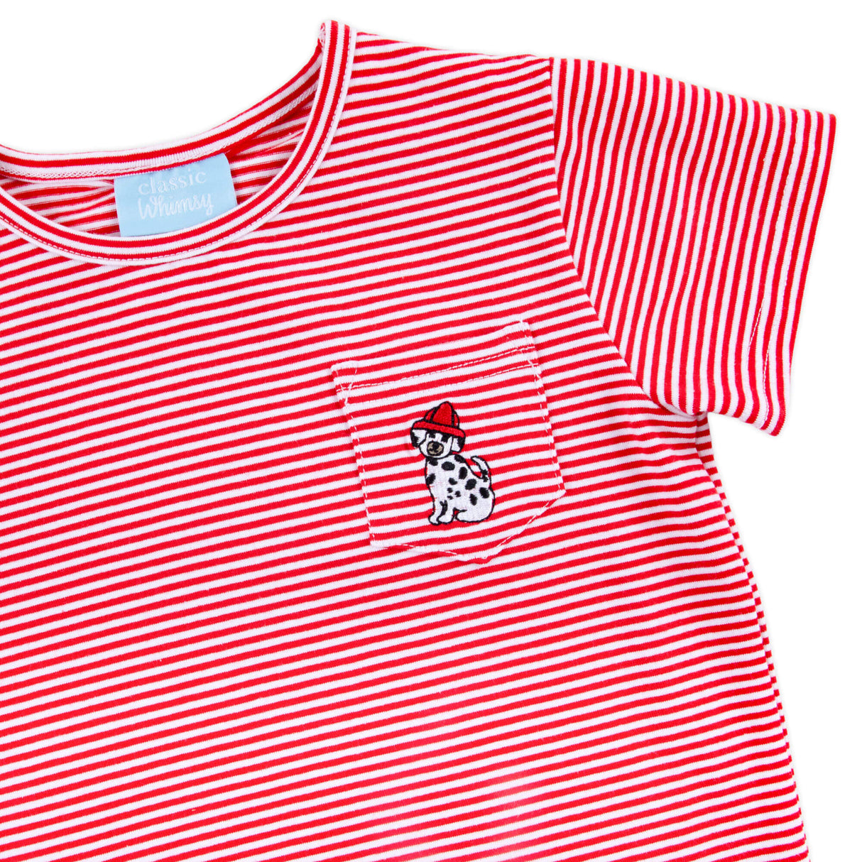 Firehouse Dog Red Stripe Short Sleeve Pocket Shirt