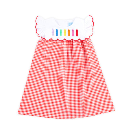 Rainbow Crayon Red Gingham Amelia Dress