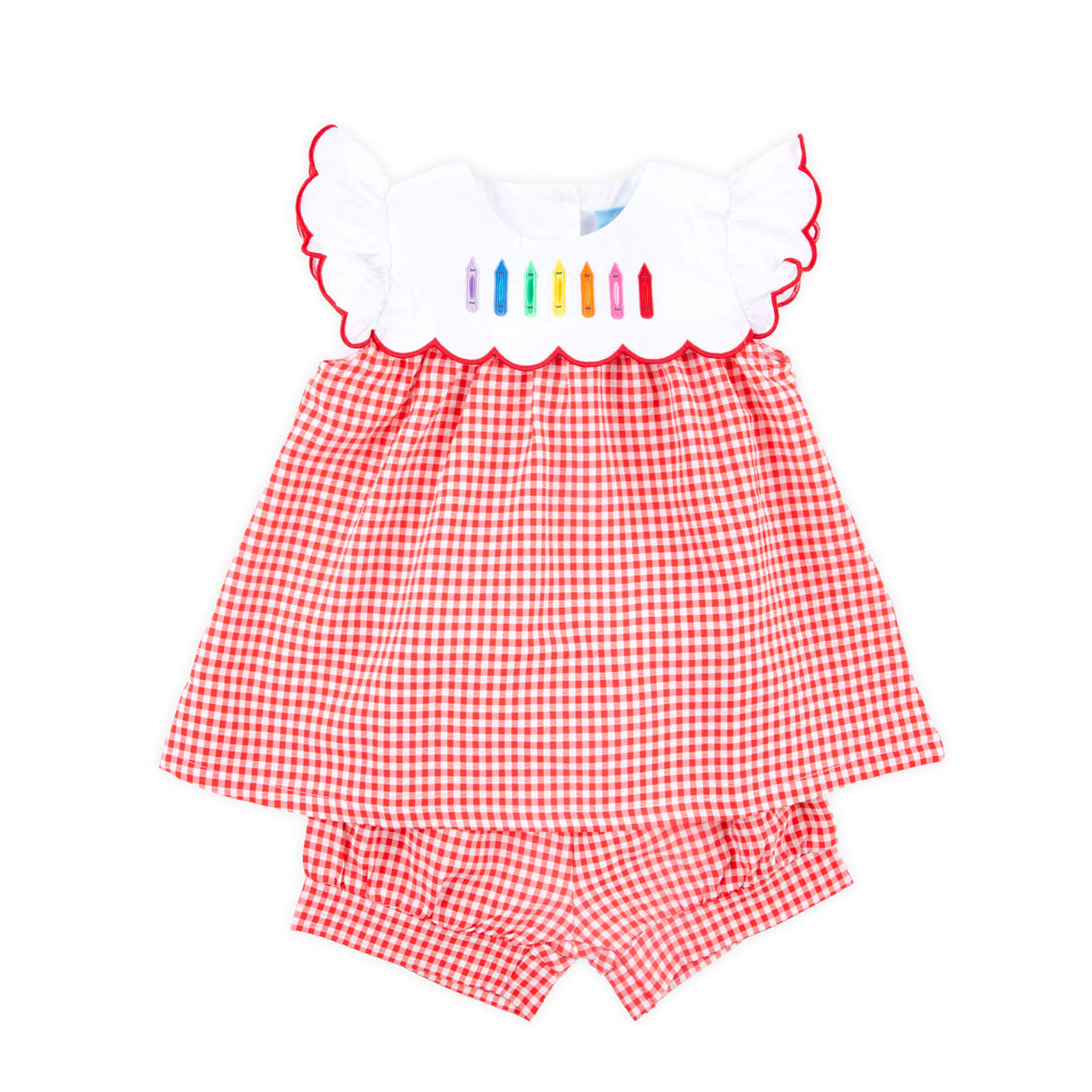 Rainbow Crayon Red Gingham Amelia Short Set