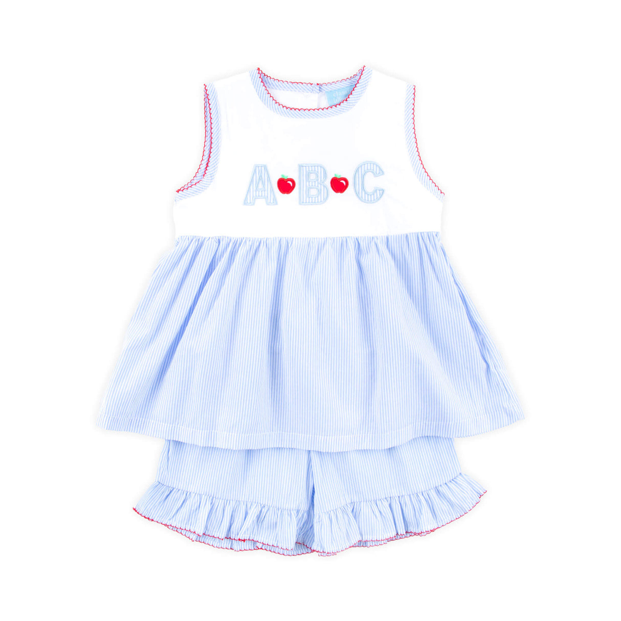 ABC & Apple Light Blue Stripe Avery Short Set
