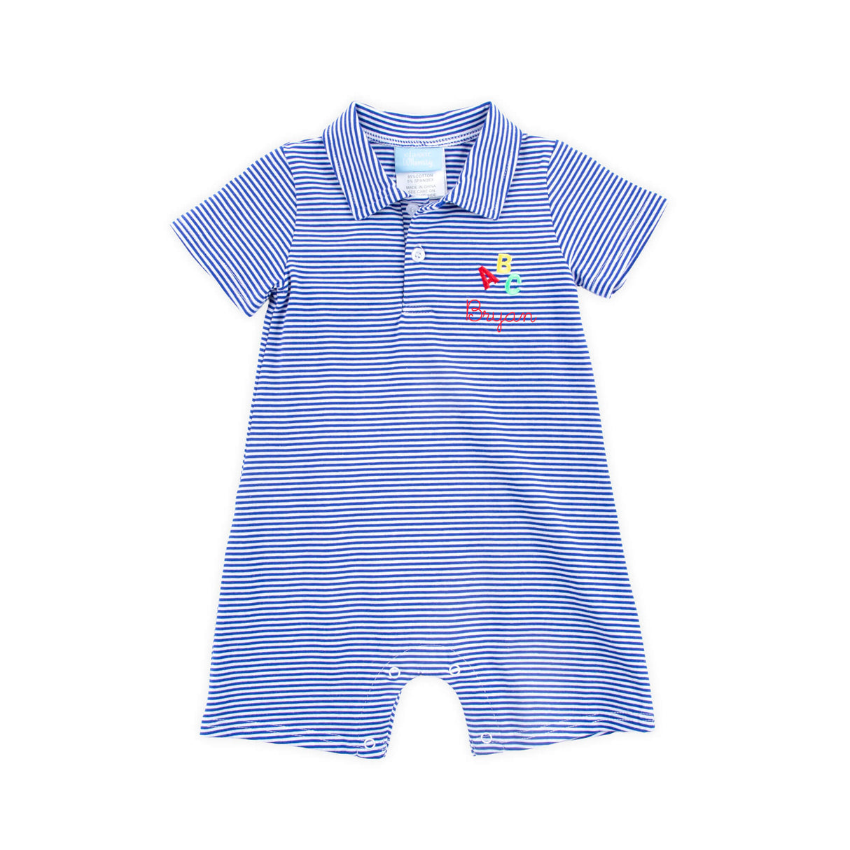 ABC Royal Blue Stripe Polo Romper
