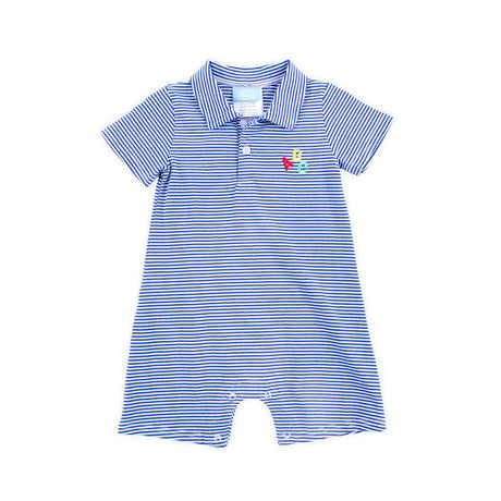 ABC Royal Blue Stripe Polo Romper