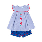 123 & Apple Blue Windowpane Claire Short Set