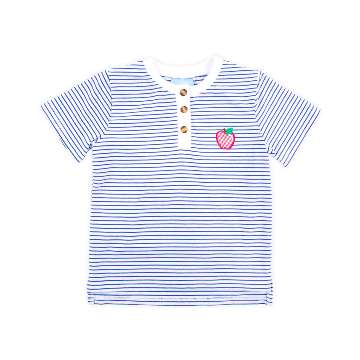 Good Apple Blue Stripe Short Sleeve Henley Shirt