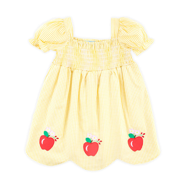 Apple Blossom Yellow Gingham Hannah Dress Apple Blossom Yellow Gingham Hannah Dress