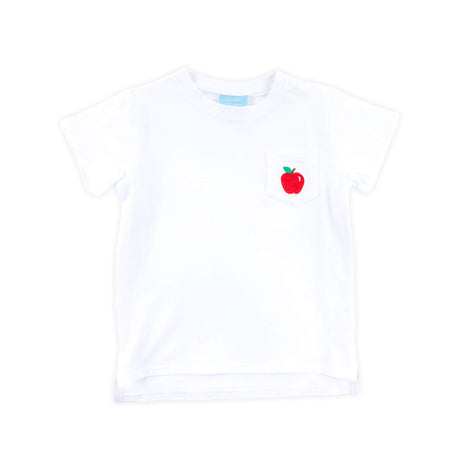 Apple Embroidered White Short Sleeve Pocket Shirt