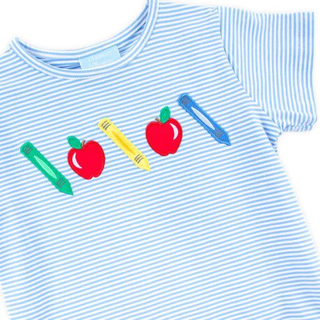 School Time Blue Stripe Short Sleeve Shirt