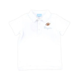 FOOTBALL EMBROIDERED WHITE POLO