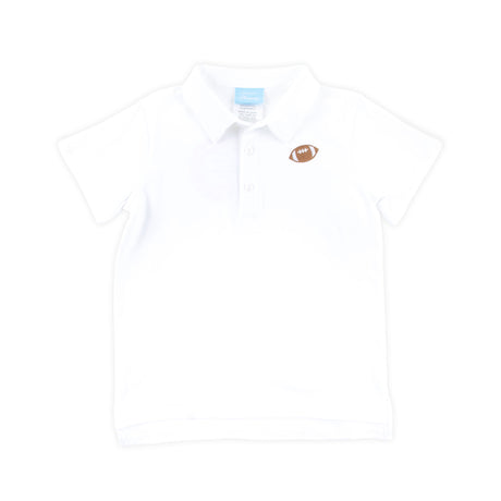 Football Embroidered White Polo