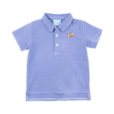 Football Embroidered Royal Blue Stripe Polo