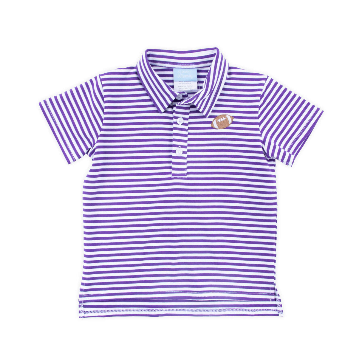 Football Embroidered Purple Stripe Polo