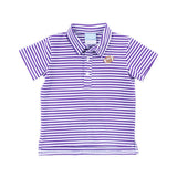 Football Embroidered Purple Stripe Polo