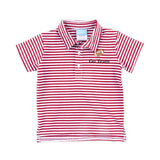 Football Embroidered Maroon Stripe Polo