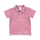 Football Embroidered Maroon Stripe Polo