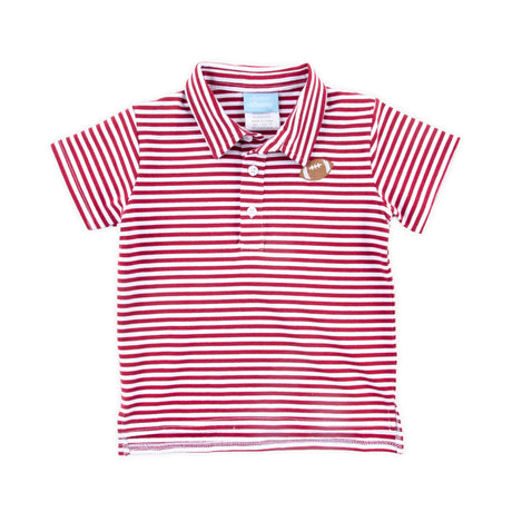 Football Embroidered Maroon Stripe Polo