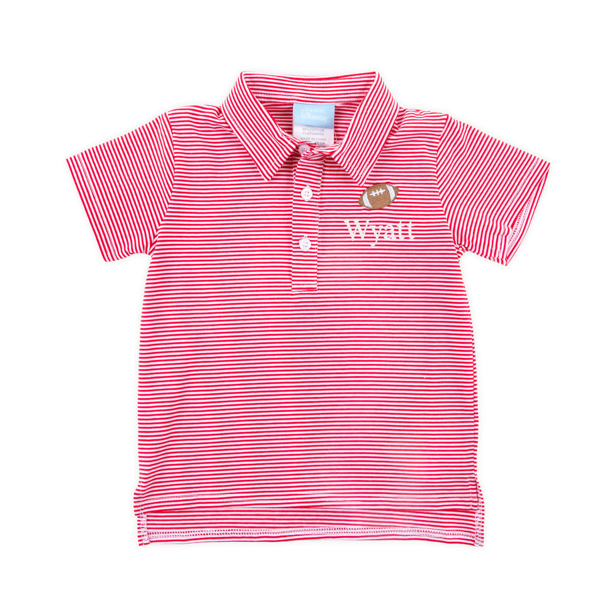 Football Embroidered Red Stripe Polo